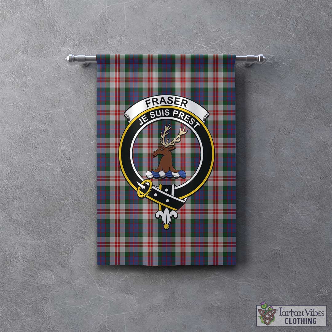 Tartan Vibes Clothing Fraser Red Dress Tartan Gonfalon, Tartan Banner with Family Crest