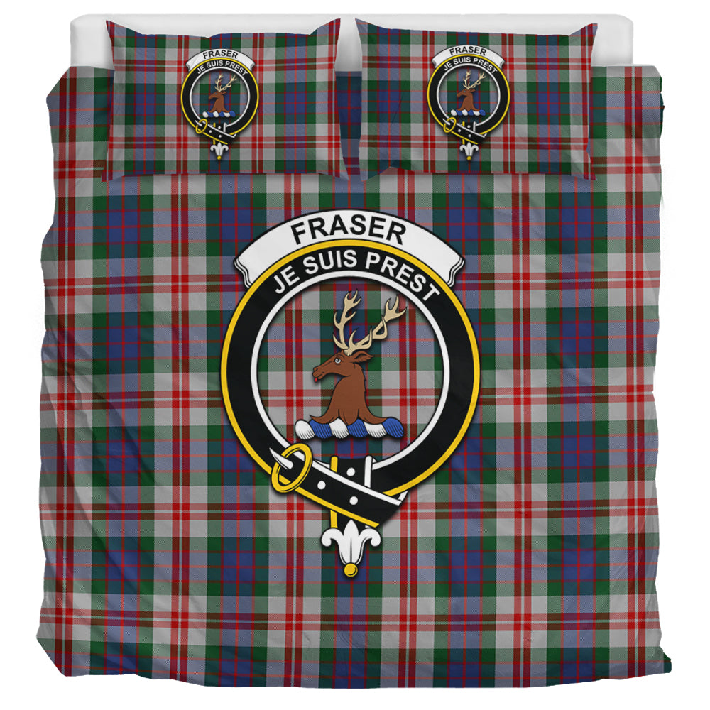 Fraser Red Dress Tartan Bedding Set with Family Crest UK Bedding Set UK Super King 104*94 inch - Tartan Vibes Clothing