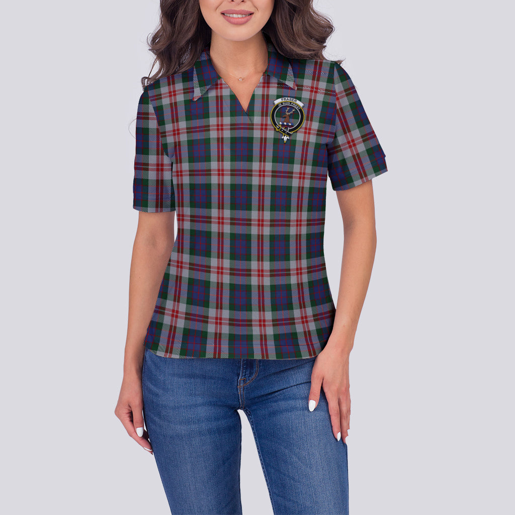 Fraser Red Dress Tartan Polo Shirt with Family Crest For Women - Tartan Vibes Clothing