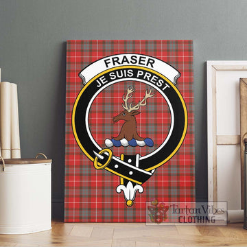 Fraser Weathered Tartan Canvas Print Wall Art with Family Crest