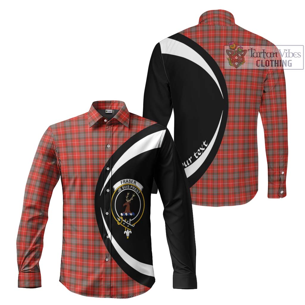 Fraser Weathered Tartan Long Sleeve Button Up with Family Crest Circle Style Men's Shirt S - Tartan Vibes Clothing