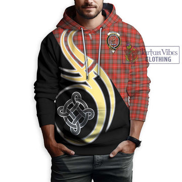 Fraser Weathered Tartan Hoodie with Family Crest and Celtic Symbol Style