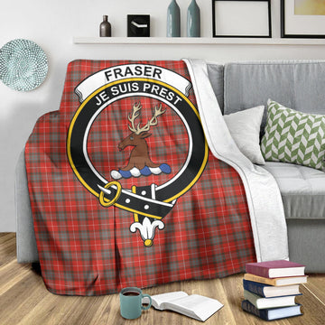 Fraser Weathered Tartan Blanket with Family Crest