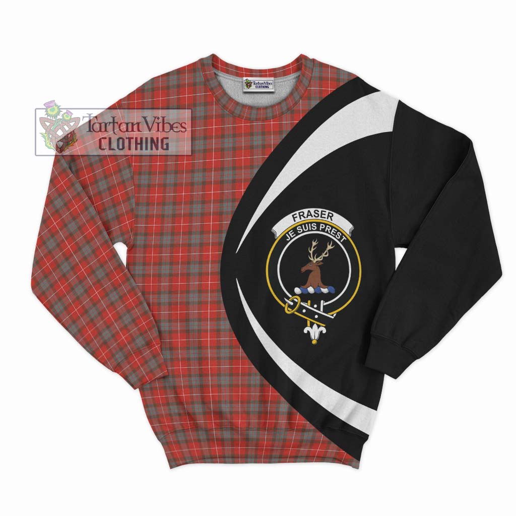 Fraser Weathered Tartan Sweatshirt with Family Crest Circle Style Unisex - Tartan Vibes Clothing