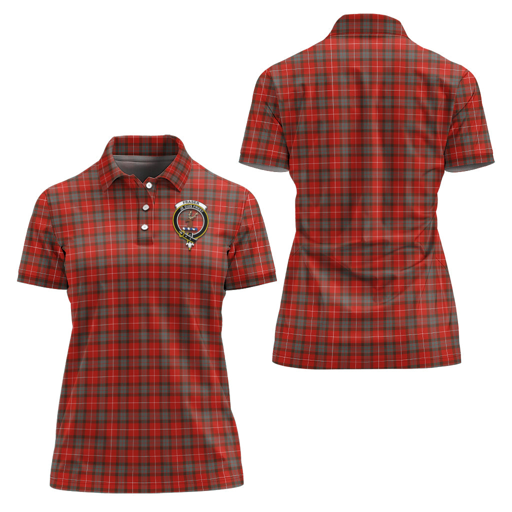 Fraser Weathered Tartan Polo Shirt with Family Crest For Women Women - Tartan Vibes Clothing