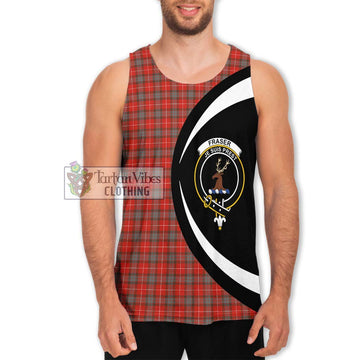 Fraser Weathered Tartan Men's Tank Top with Family Crest Circle Style