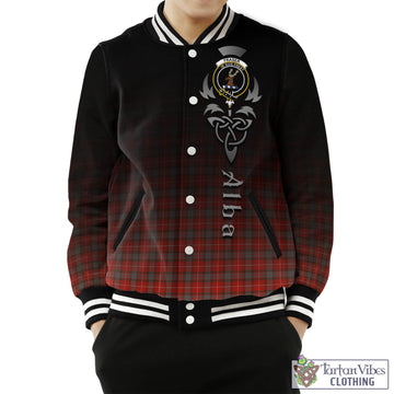 Fraser Weathered Tartan Baseball Jacket Featuring Alba Gu Brath Family Crest Celtic Inspired