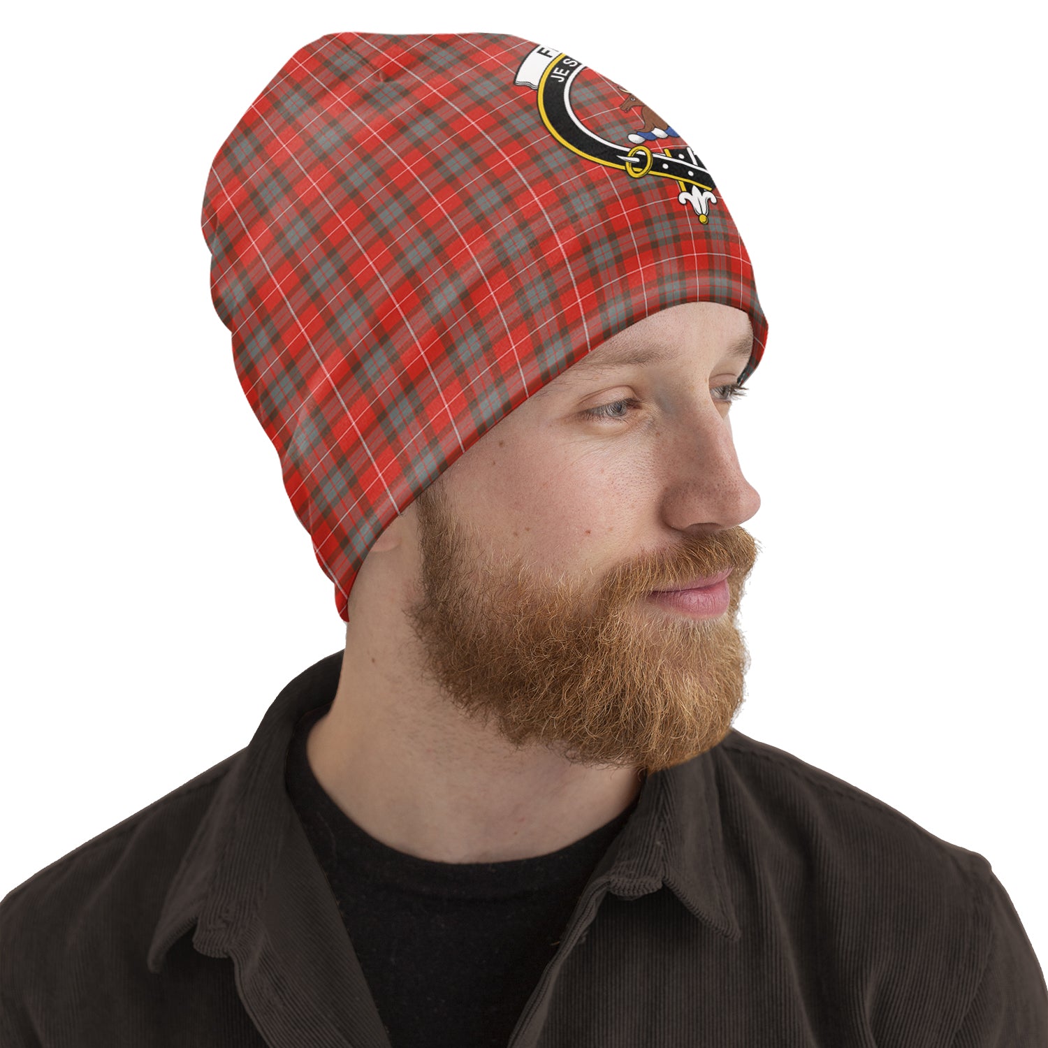 Fraser Weathered Tartan Beanies Hat with Family Crest One Size 10.5*10.2 inches - Tartan Vibes Clothing