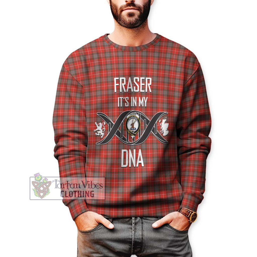 Fraser Weathered Tartan Sweatshirt with Family Crest DNA In Me Style Unisex - Tartanvibesclothing Shop