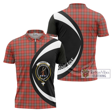 Fraser Weathered Tartan Zipper Polo Shirt with Family Crest Circle Style