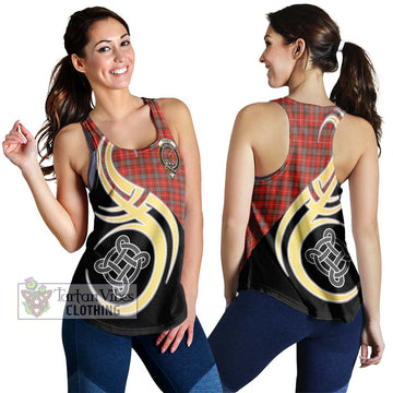 Fraser Weathered Tartan Women's Racerback Tanks with Family Crest and Celtic Symbol Style