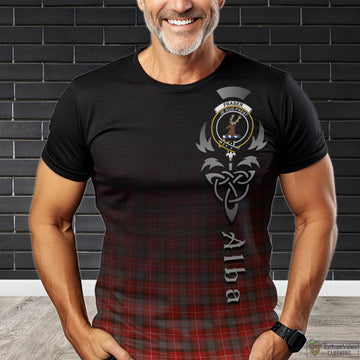 Fraser Weathered Tartan T-Shirt Featuring Alba Gu Brath Family Crest Celtic Inspired