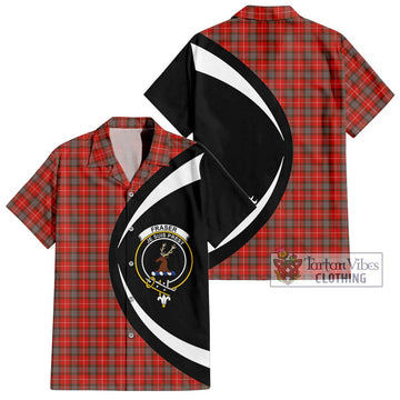 Fraser Weathered Tartan Short Sleeve Button Up with Family Crest Circle Style