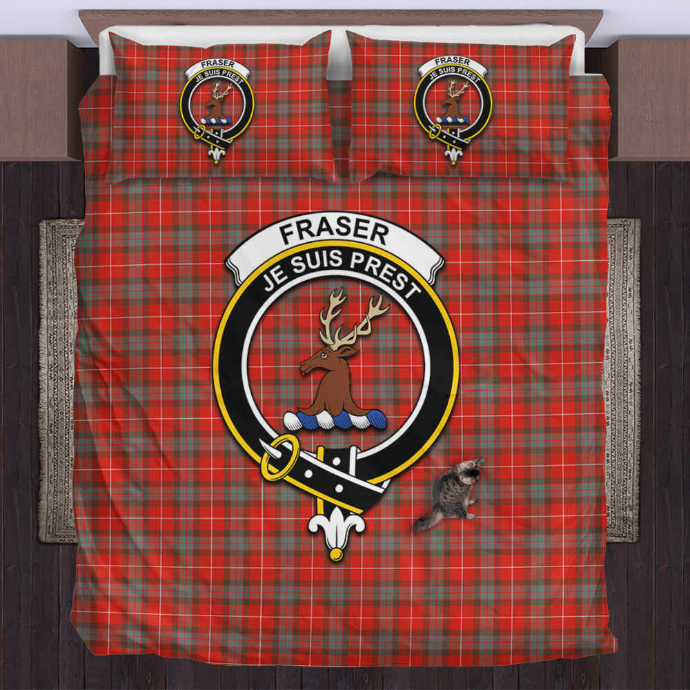 Fraser Weathered Tartan Bedding Set with Family Crest US Bedding Set - Tartan Vibes Clothing