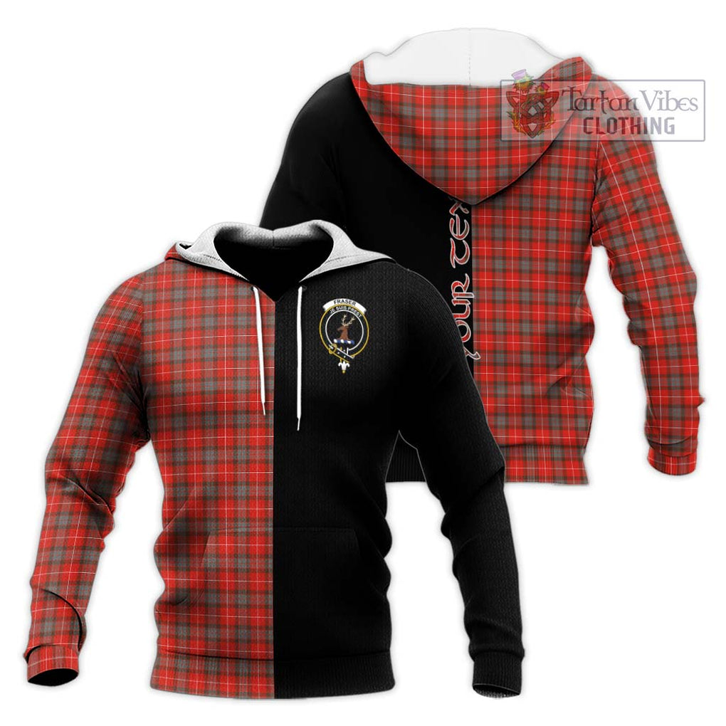 Fraser Weathered Tartan Knitted Hoodie with Family Crest and Half Of Me Style Unisex Knitted Pullover Hoodie - Tartanvibesclothing Shop