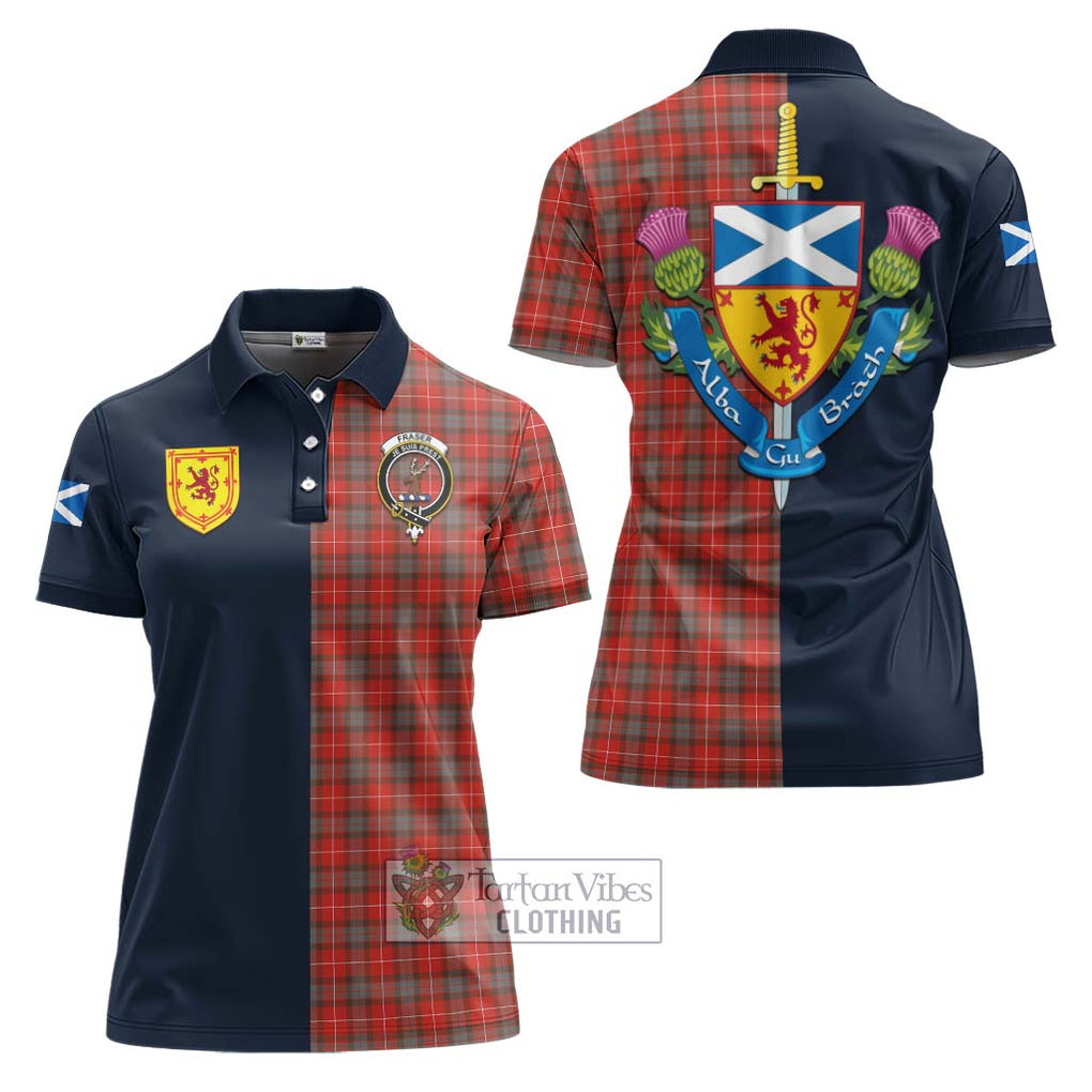 Tartan Vibes Clothing Fraser Weathered Tartan Women's Polo Shirt with Scottish Lion Royal Arm Half Style