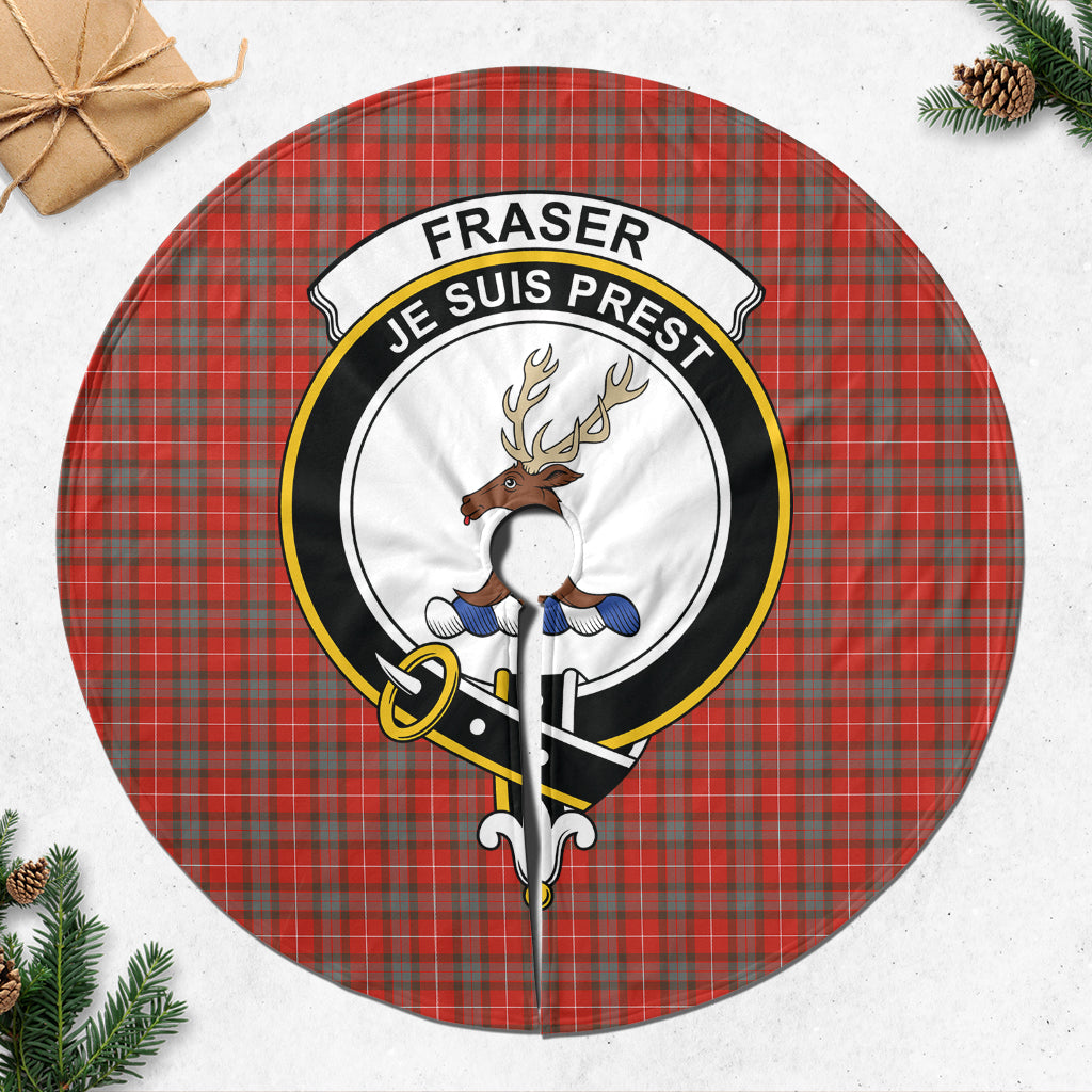 Fraser Weathered Tartan Christmas Tree Skirt with Family Crest - Tartanvibesclothing