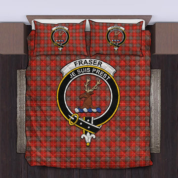 Fraser Weathered Tartan Quilt Bed Set with Family Crest