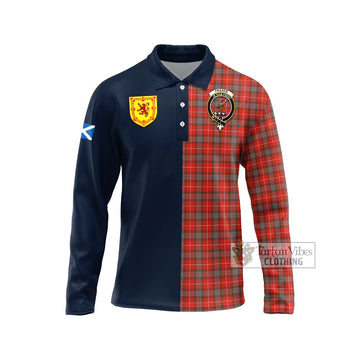 Fraser Weathered Tartan Long Sleeve Polo Shirt Alba with Scottish Lion Royal Arm Half Style