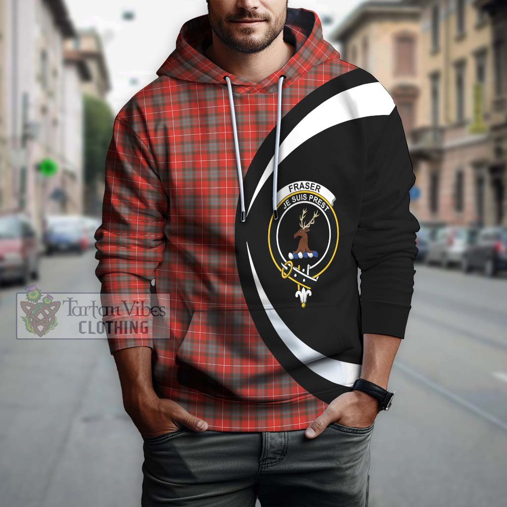 Tartan Vibes Clothing Fraser Weathered Tartan Hoodie with Family Crest Circle Style