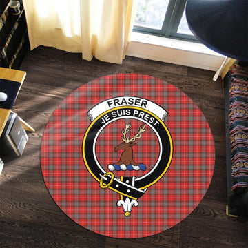 Fraser Weathered Tartan Round Rug with Family Crest