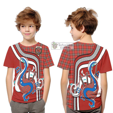 Fraser Weathered Tartan Kid T-Shirt with Epic Bagpipe Style