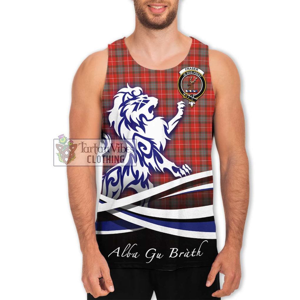 Fraser Weathered Tartan Men's Tank Top with Alba Gu Brath Regal Lion Emblem Men - Tartanvibesclothing Shop