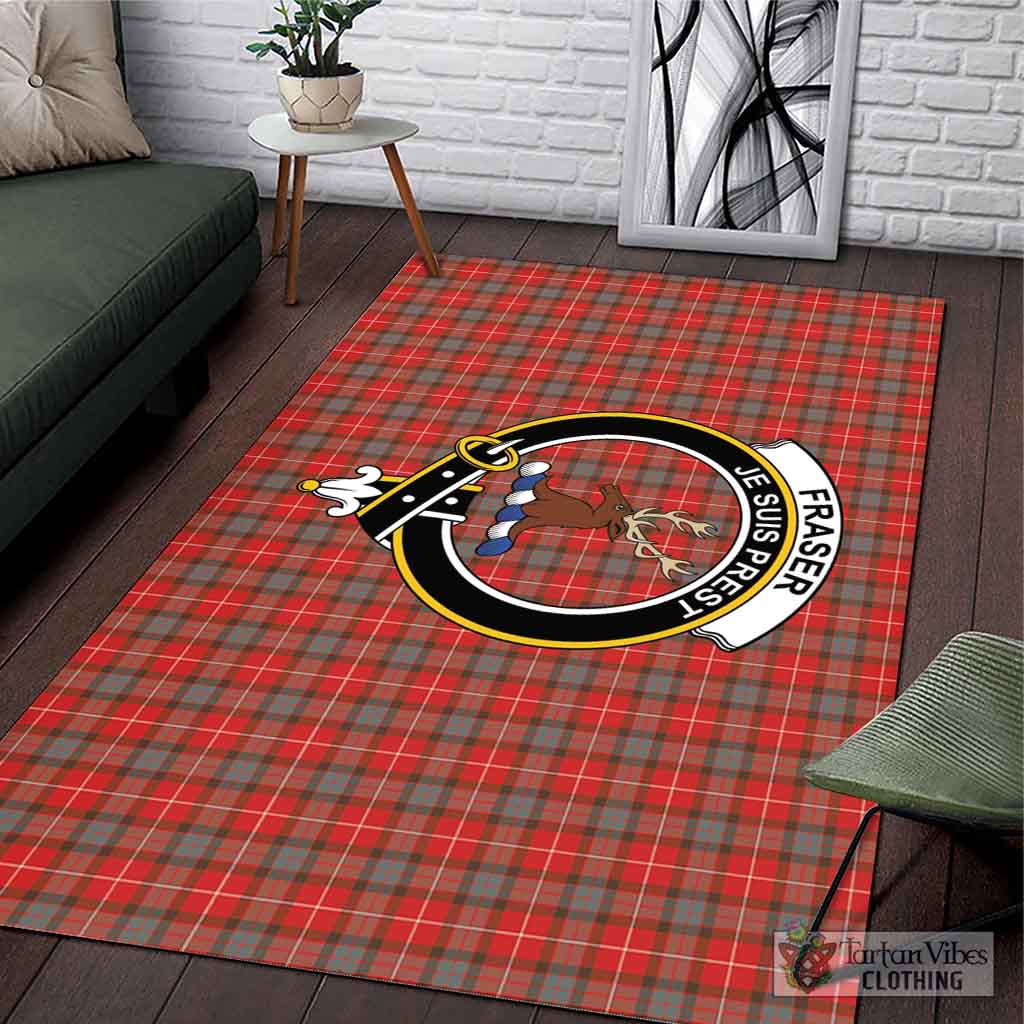 Tartan Vibes Clothing Fraser Weathered Tartan Area Rug with Family Crest