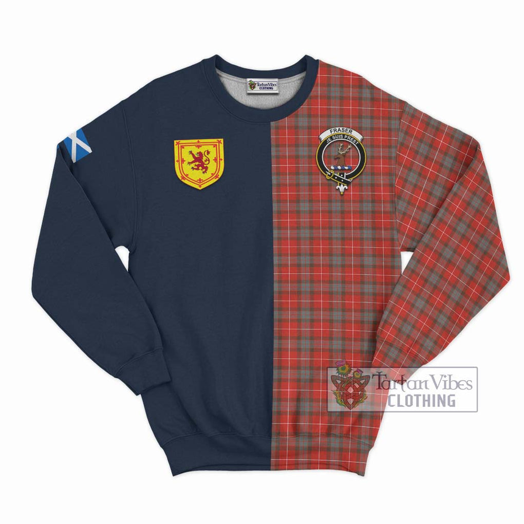 Tartan Vibes Clothing Fraser Weathered Tartan Sweatshirt with Scottish Lion Royal Arm Half Style