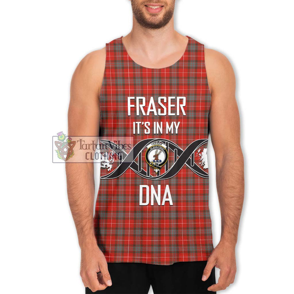 Fraser Weathered Tartan Men's Tank Top with Family Crest DNA In Me Style Men - Tartanvibesclothing Shop