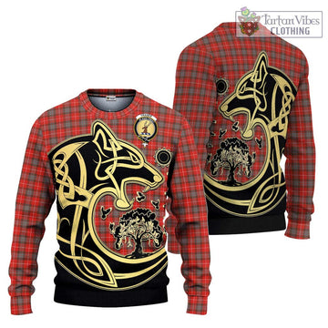 Fraser Weathered Tartan Ugly Sweater with Family Crest Celtic Wolf Style