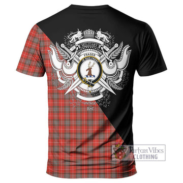 Fraser Weathered Tartan T-Shirt with Family Crest and Military Logo Style