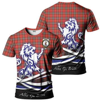 Fraser Weathered Tartan T-Shirt with Alba Gu Brath Regal Lion Emblem