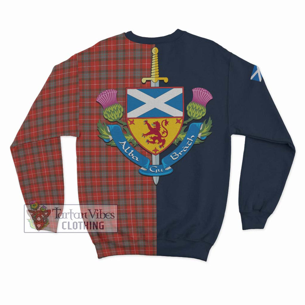 Tartan Vibes Clothing Fraser Weathered Tartan Sweatshirt with Scottish Lion Royal Arm Half Style