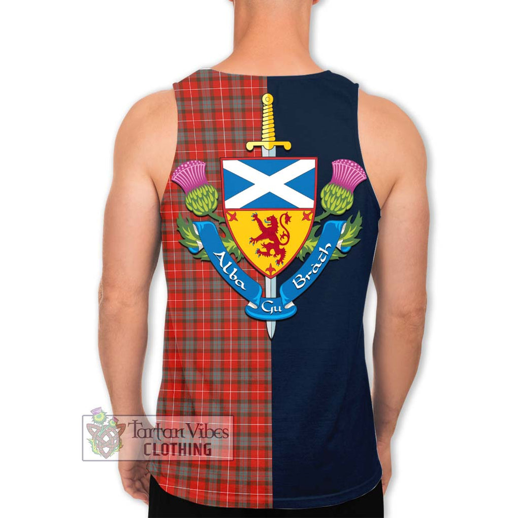 Tartan Vibes Clothing Fraser Weathered Tartan Men's Tank Top with Scottish Lion Royal Arm Half Style