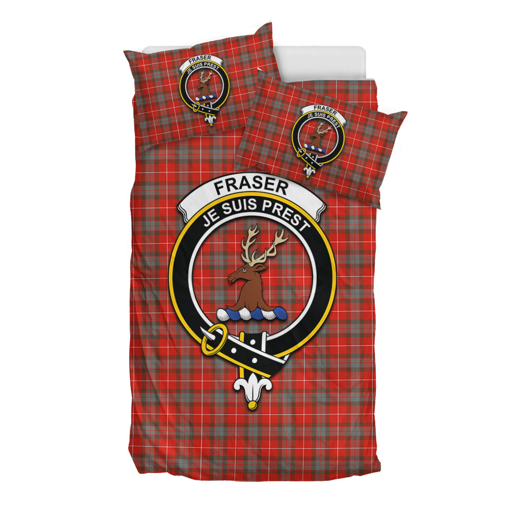 Fraser Weathered Tartan Bedding Set with Family Crest - Tartan Vibes Clothing