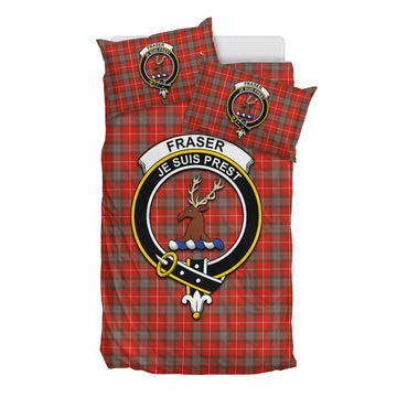 Fraser Weathered Tartan Bedding Set with Family Crest