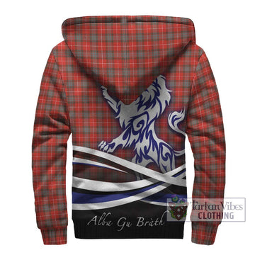 Fraser Weathered Tartan Sherpa Hoodie with Alba Gu Brath Regal Lion Emblem