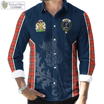 Fraser Weathered Tartan Long Sleeve Button Up Shirt with Family Crest and Scottish Thistle Vibes Sport Style