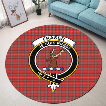 Fraser Weathered Tartan Round Rug with Family Crest