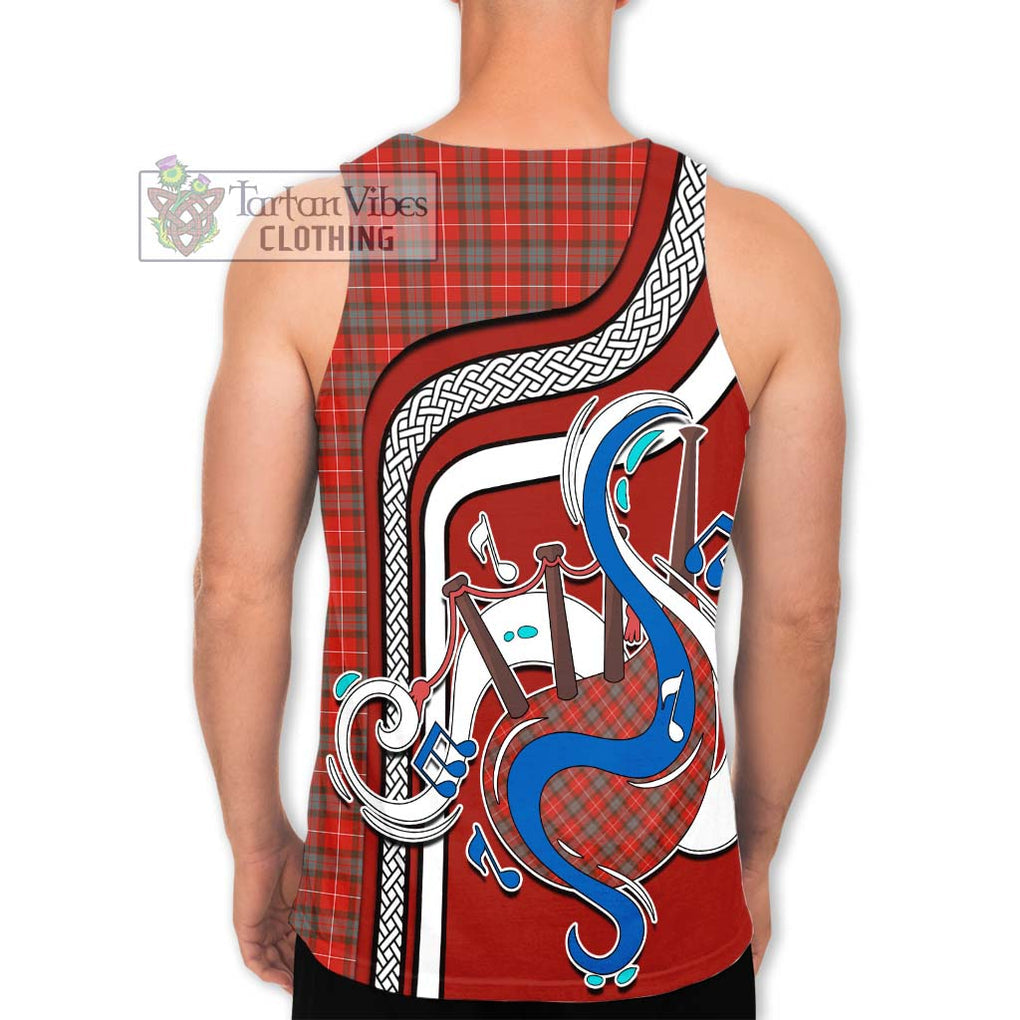 Fraser Weathered Tartan Men's Tank Top with Epic Bagpipe Style - Tartanvibesclothing Shop