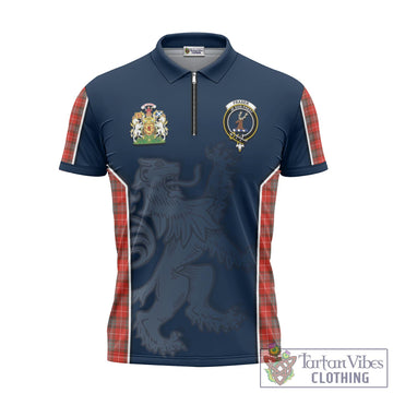 Fraser Weathered Tartan Zipper Polo Shirt with Family Crest and Lion Rampant Vibes Sport Style