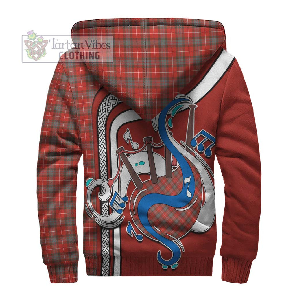 Fraser Weathered Tartan Sherpa Hoodie with Epic Bagpipe Style - Tartanvibesclothing Shop