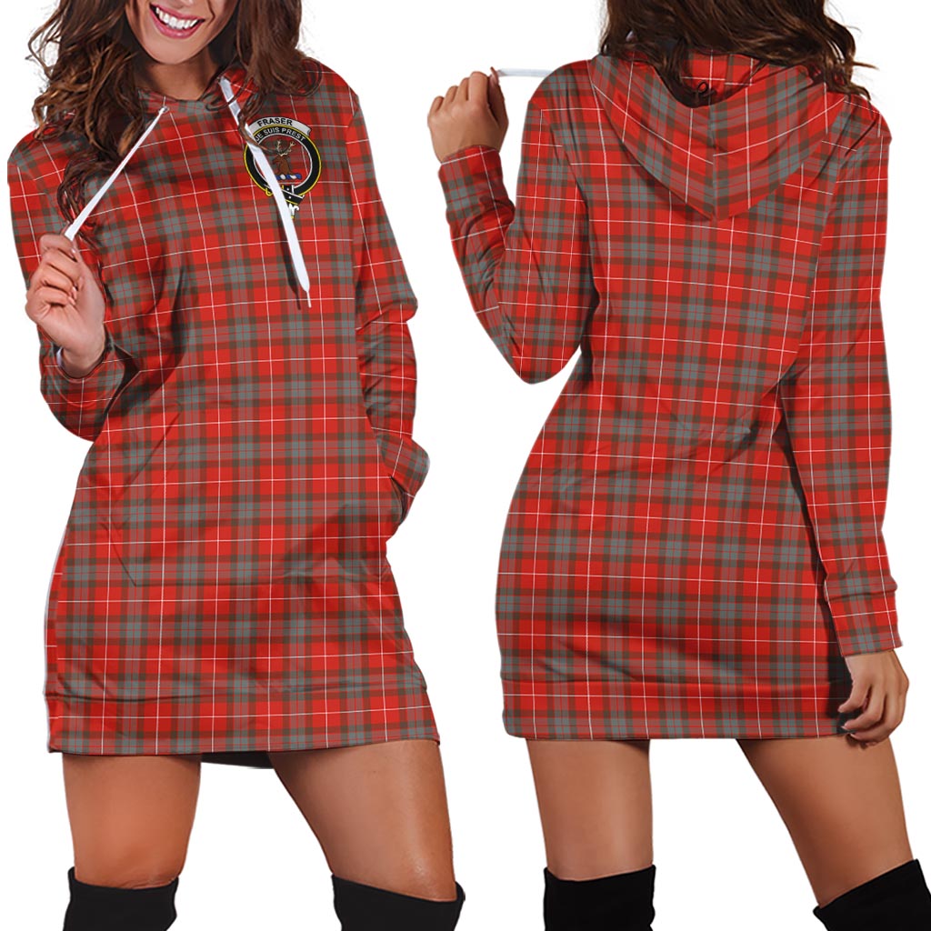 Fraser Weathered Tartan Hoodie Dress with Family Crest - Tartan Vibes Clothing