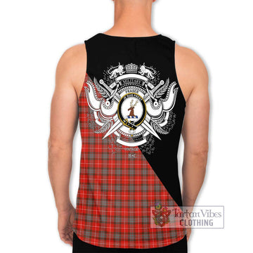 Fraser Weathered Tartan Men's Tank Top with Family Crest and Military Logo Style