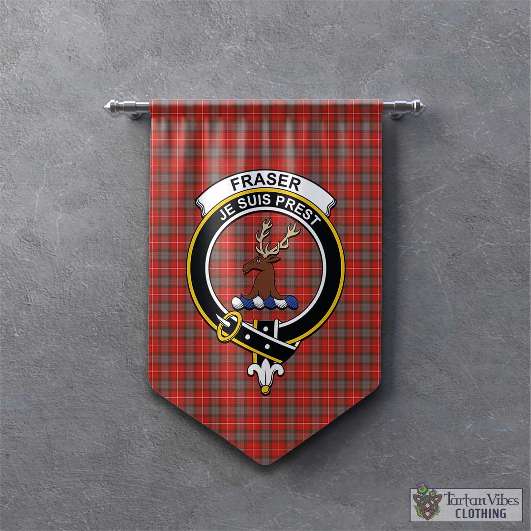 Tartan Vibes Clothing Fraser Weathered Tartan Gonfalon, Tartan Banner with Family Crest