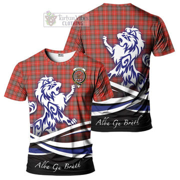 Fraser Weathered Tartan Cotton T-shirt with Alba Gu Brath Regal Lion Emblem