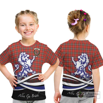 Fraser Weathered Tartan Kid T-Shirt with Alba Gu Brath Regal Lion Emblem