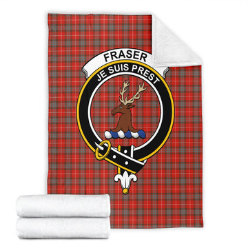 Fraser Weathered Tartan Blanket with Family Crest