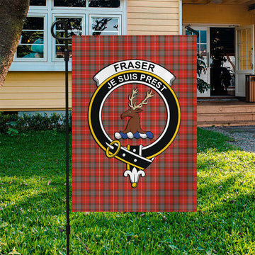 Fraser Weathered Tartan Flag with Family Crest